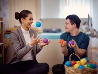 playful man with down syndrome
